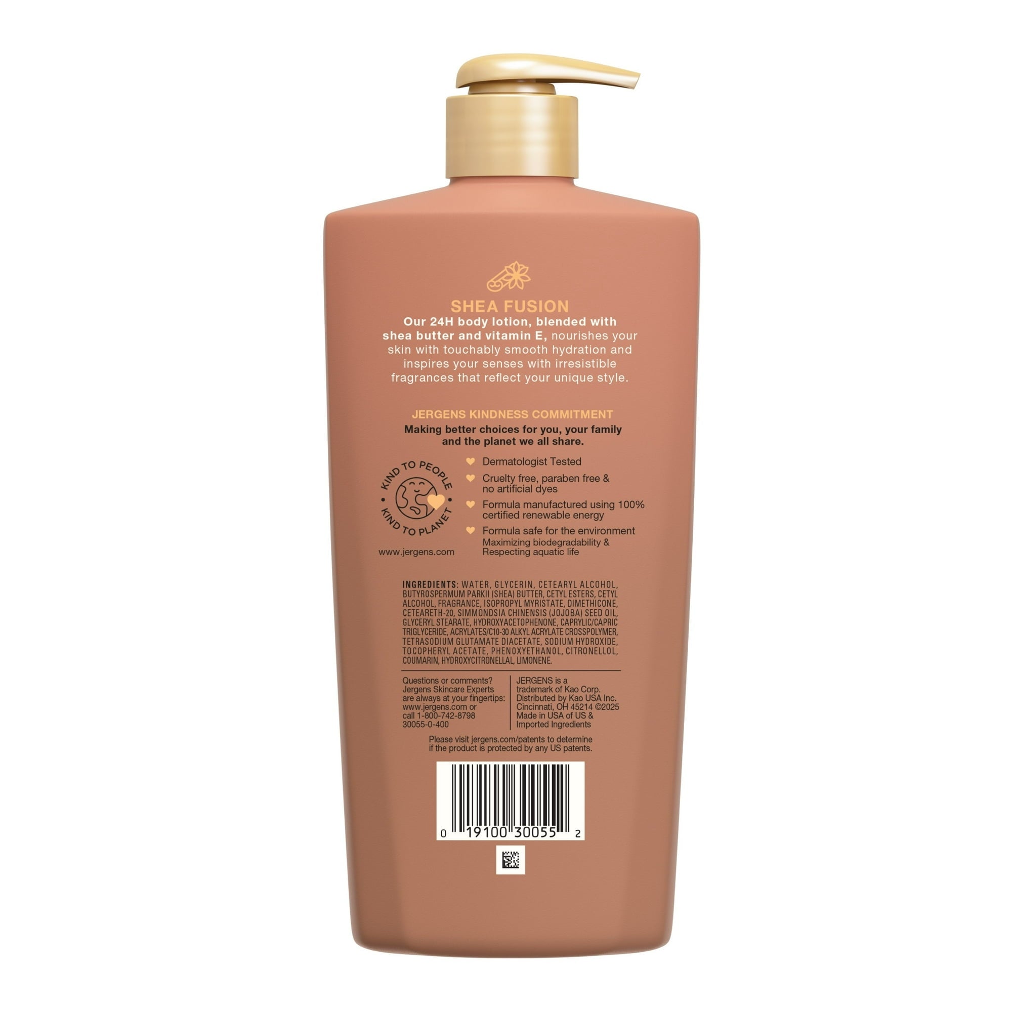 Jergens Shea Fusion Warm Amber Scented Body Lotion, Moisturizer for Dry Skin, 14 fl oz