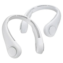 White 2-pack neck fan with two circular air units and curved band