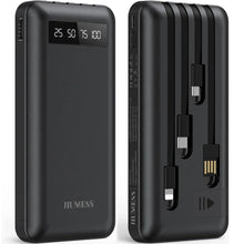 JIUMESS 20000mAh power bank in black with LED digital screen and side ports