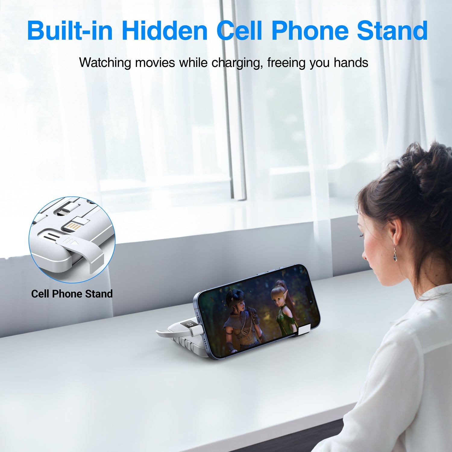 JIUMESS 20000mAh Power Bank Portable Charger with Cables, USB Battery Pack Compatible for iPhone & Android Cell Phone