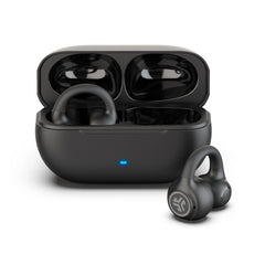 JLab Flex Open Earbuds, Black, Open-Ear Clip Design, 21+ Hr Playtime, IPX4, Multipoint, Clear Calls, Fast Pair