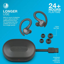 Sport true wireless charging case with earbuds and extra gel tips, dark gray