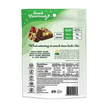Dark chocolate snack bites back panel with nutrition facts and barcode