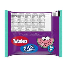 Back of candy bag with nutrition facts and Twizzlers Jolly Rancher logo