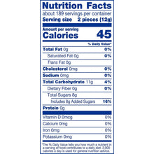 Assorted fruit flavored hard candy Nutrition Facts panel, serving size 2 pieces