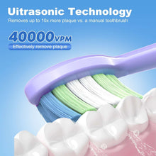 Electric toothbrush head with white bristles and visible water droplets