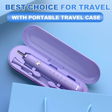 Purple portable travel case with a fitted slot for an electric toothbrush