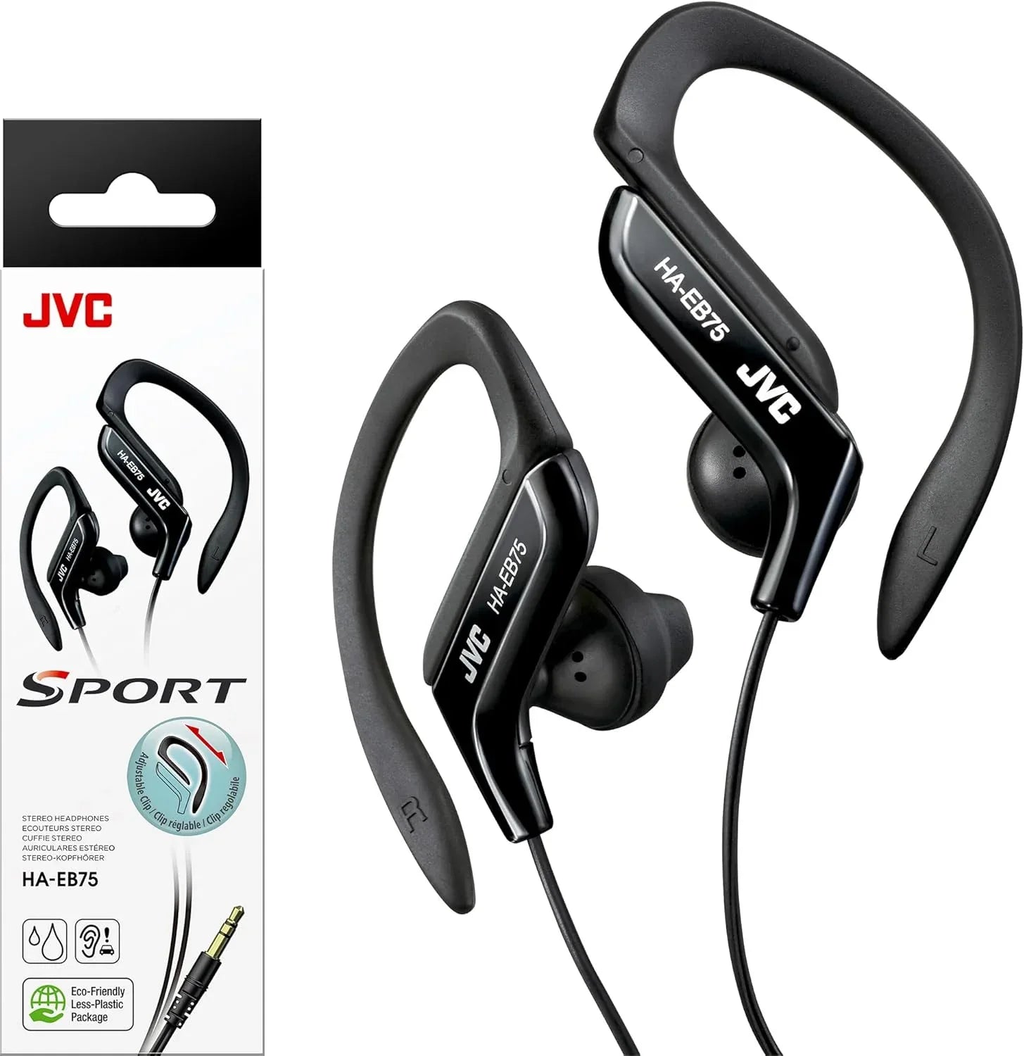 Clip Style Headphone Blue Lightweight and Comfortable Ear Clip. Splash Proof Water resistant Powerful Sound with Bass Boost JVC HAEB75BA