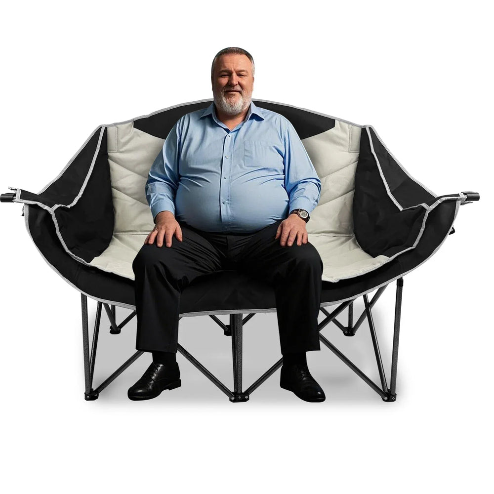 Jacgood Double Camping Chair for Couples, Comfortable Folding Loveseat with 2 Cup Holders & Armrests, Heavy-Duty 660lb Capacity for Camping - USA MEGA SHOP
