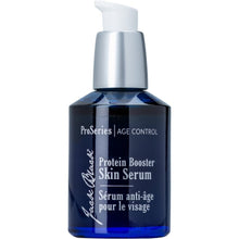 Blue face serum with white pump; ProSeries Protein Booster Skin Serum label