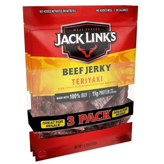 Jack Link's Beef Jerky, Teriyaki, 3.25 oz, 3-count - USA MEGA SHOP