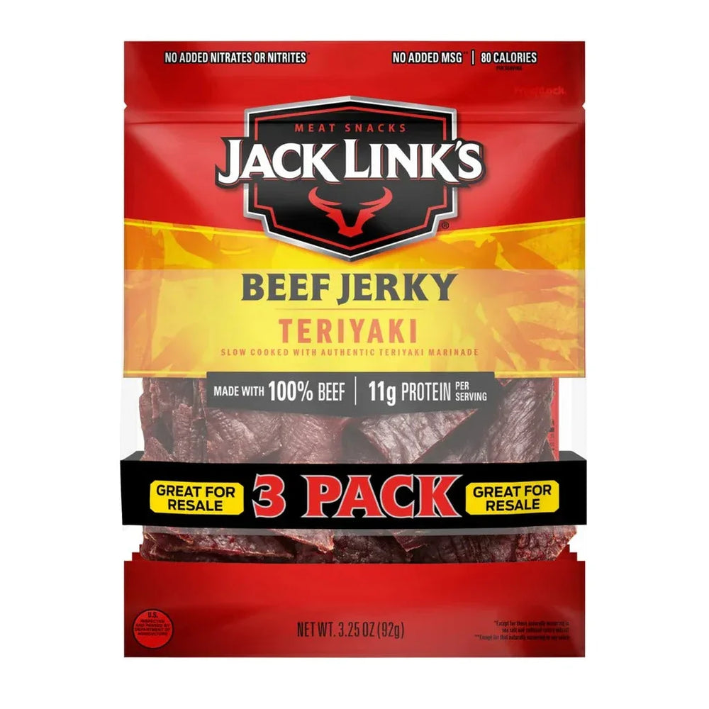 Jack Link's Beef Jerky, Teriyaki, 3.25 oz, 3-count - USA MEGA SHOP