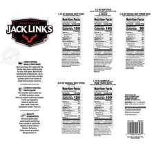 Jack Link's Protein Snack Variety Pack box back panel with nutrition facts and details