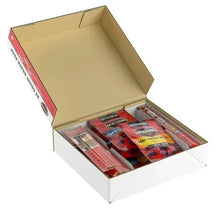 Jack Link's protein snack variety pack box open, showing multiple individual meat snack packs