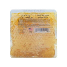 Honeycomb honey slab package back with nutrition label and barcode