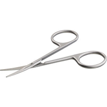 Stainless steel facial hair scissors with two loop handles and pointed blades