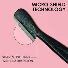 Brow touch up razor with textured micro-shield style blade end