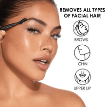 Brow touch up razor used to trim eyebrows on a face