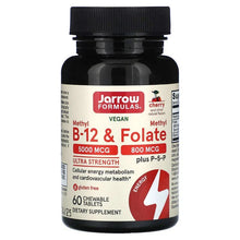 Jarrow Formulas vegan methyl B-12 & folate chewable bottle, cherry, ultra strength