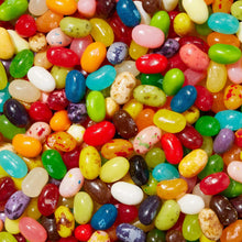 Mixed-color jelly beans close-up with glossy sugar shells