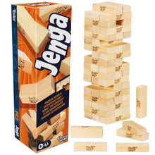 Jenga wood block tower game set with wooden blocks and retail box