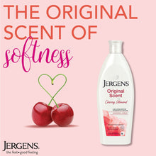 Jergens Original Scent cherry almond body lotion bottle with cherry accents
