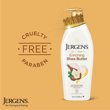 Jergens Enriching Shea Butter hand and body lotion bottle with gold pump