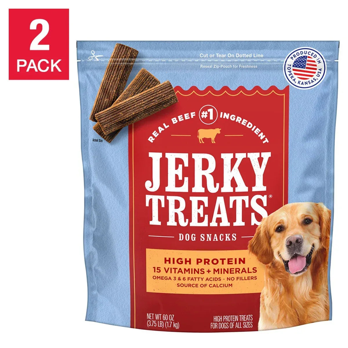 Jerky Treats American Beef Dog Snacks 60 oz, 2-count - USA MEGA SHOP