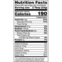 Nutrition facts panel showing calories, fat, carbohydrates, fiber, sugar, and protein amounts