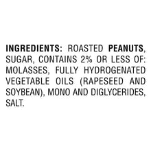 Creamy peanut butter jar ingredients panel with ingredient list text
