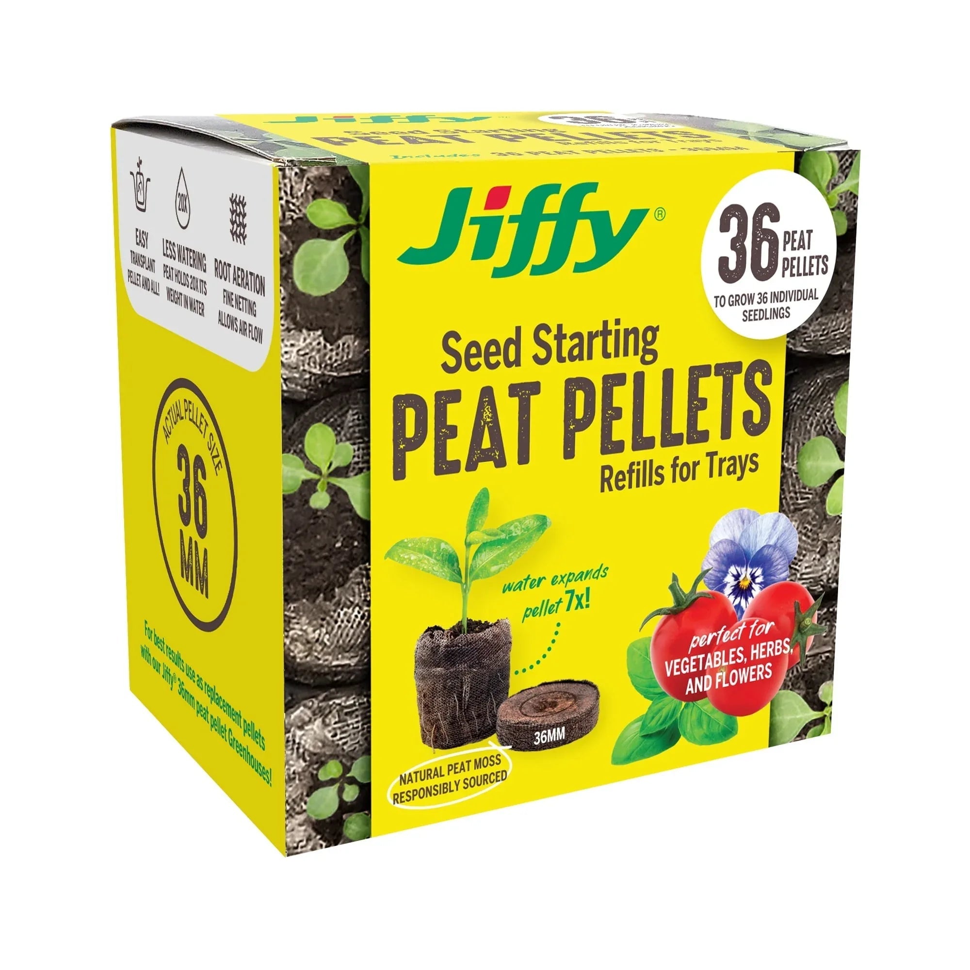 Jiffy 36 mm Peat Pellet Refills (36 pack), Seed Starter Soil Plugs