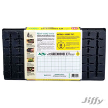 Seed greenhouse kit package with peat pellets set in a black molded tray