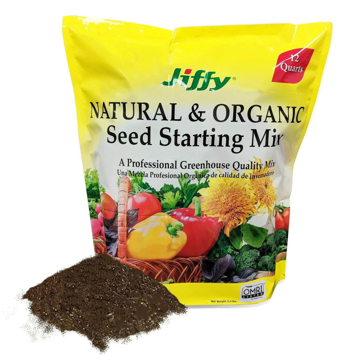 Jiffy Natural & Organic Seed Starter Mix, 12 QT, Garden Soil