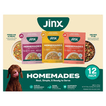 Jinx Homemades wet dog food variety pack, 12-count, three pouch flavors