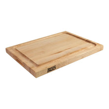 Maple edge-grain cutting board with juice groove inset, BooS Blocks logo