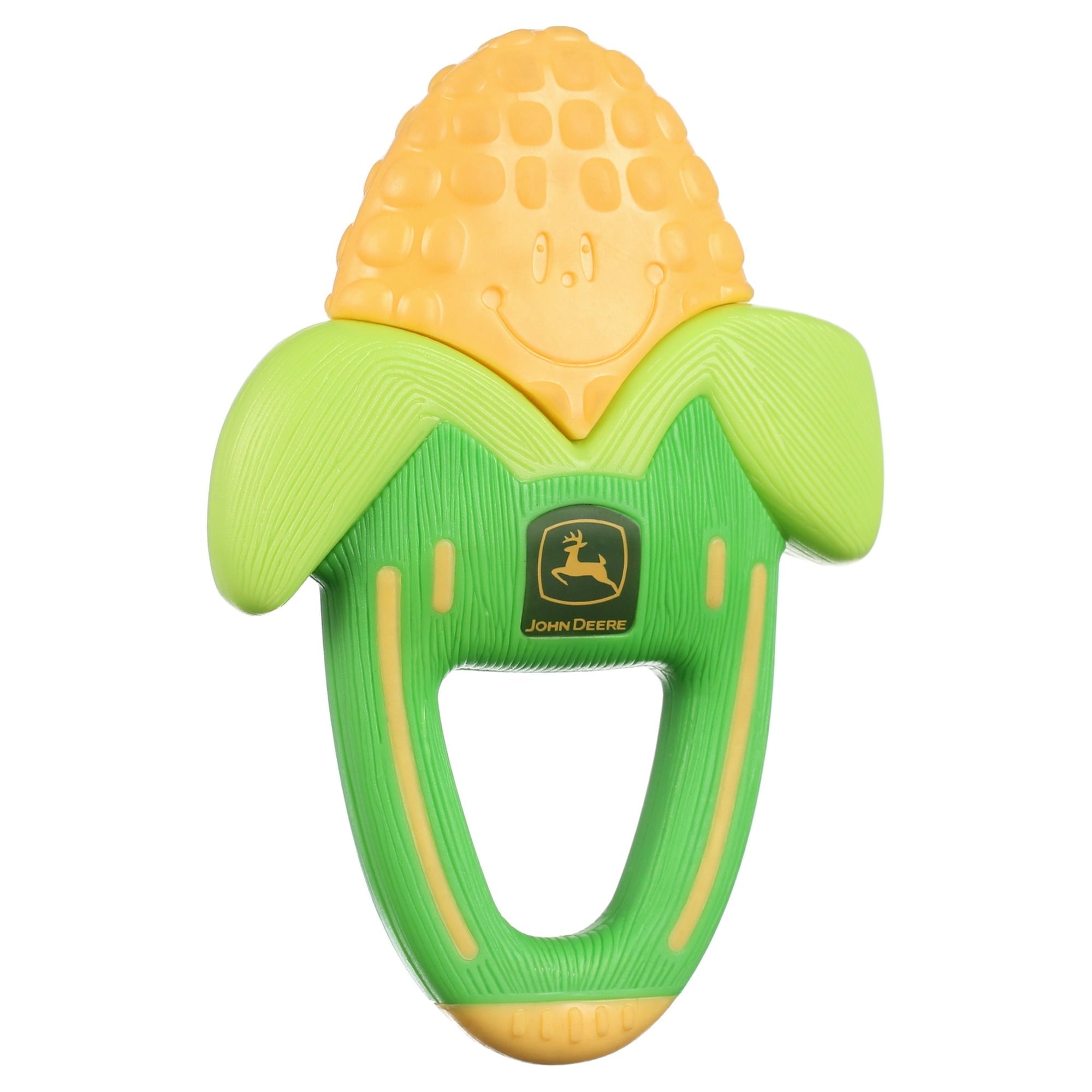 John Deere Massaging Corn Teether, Vibrating and Soothing Baby Teething Toy, Green + Yellow