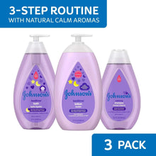 Johnson’s baby bedtime routine set: three purple bottles with pumps, 3 pack
