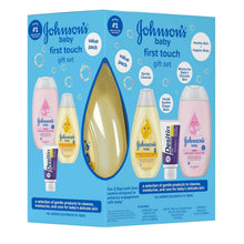 Johnson's Baby first touch gift set box with three bottles and one cream tube