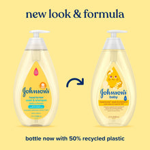 Johnson's baby wash & shampoo bottles with new look and 50% recycled plastic