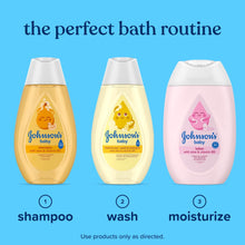 Three Johnson's baby bath bottles, including pink moisturizing lotion bottle