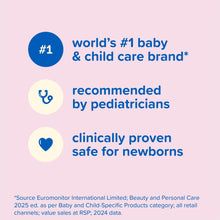 Light pink infographic card with baby care brand and pediatrician recommendations text
