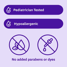 Hypoallergenic and pediatrician tested icons with no added parabens or dyes