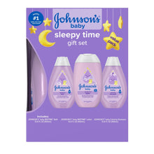 Johnson's baby sleepy time gift set box, 3 bottles shown