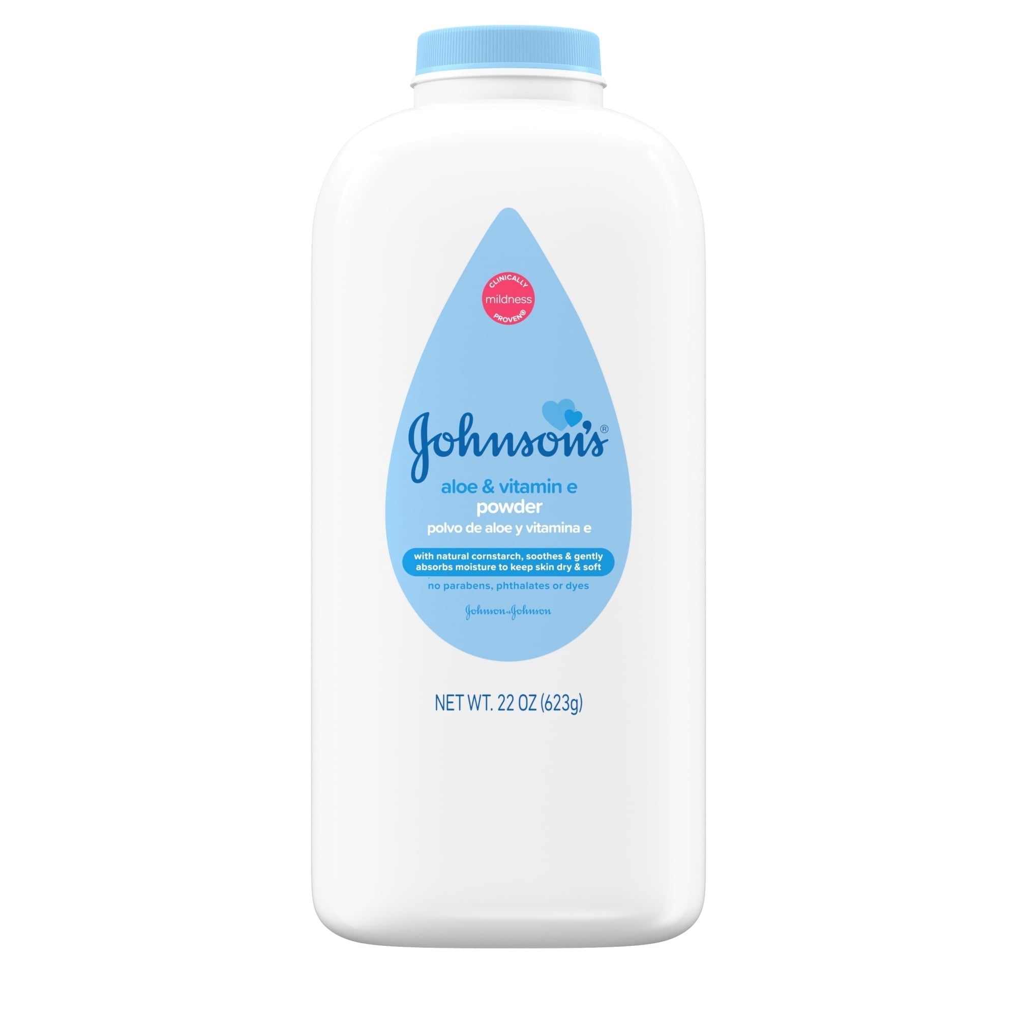 Johnson's Cornstarch Unisex Powder for Baby and Toddler with Aloe & Vitamin E, 22 oz