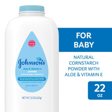 Johnson's baby cornstarch powder bottle, aloe & vitamin E, 22 oz.