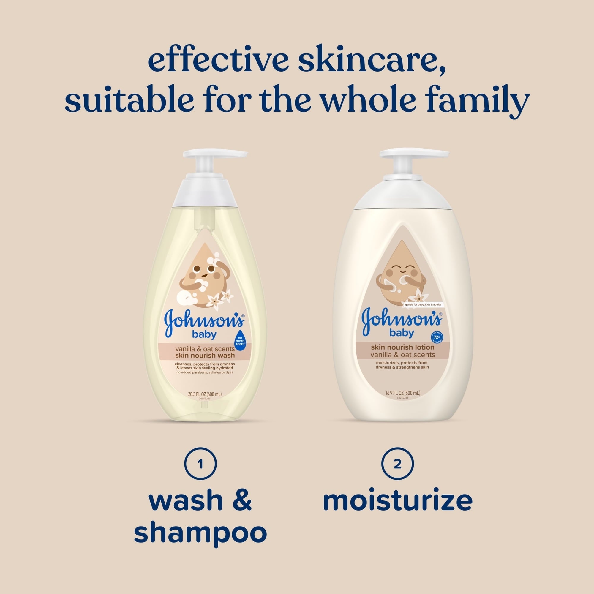 Johnson's Skin Nourish Baby Wash, Vanilla & Oat Scents, 20.3 fl. oz