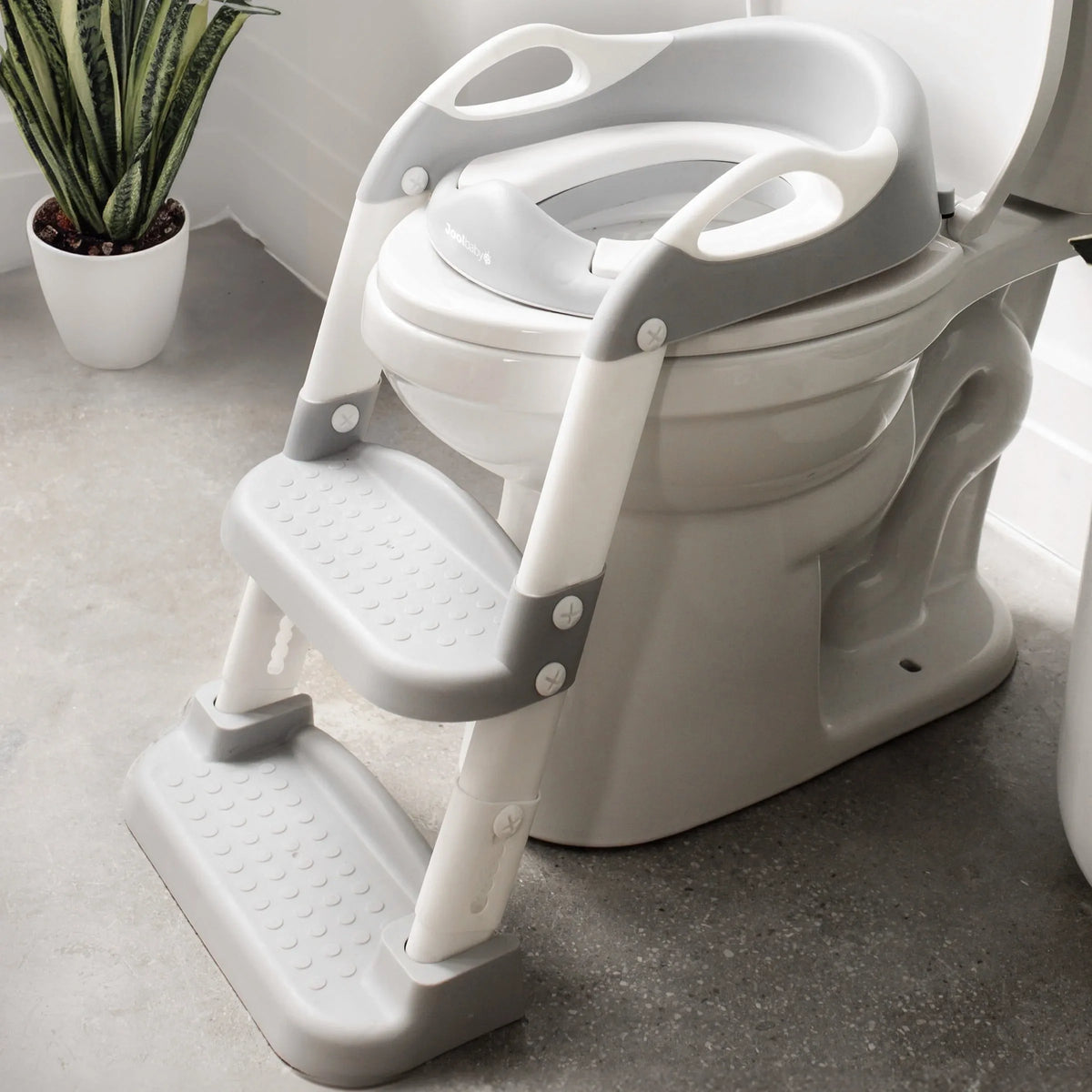 Jool Baby Potty Training Seat with 2 Step Ladder for Toddlers â€“ Splash Guard, Adjustable Height (Gray) - USA MEGA SHOP