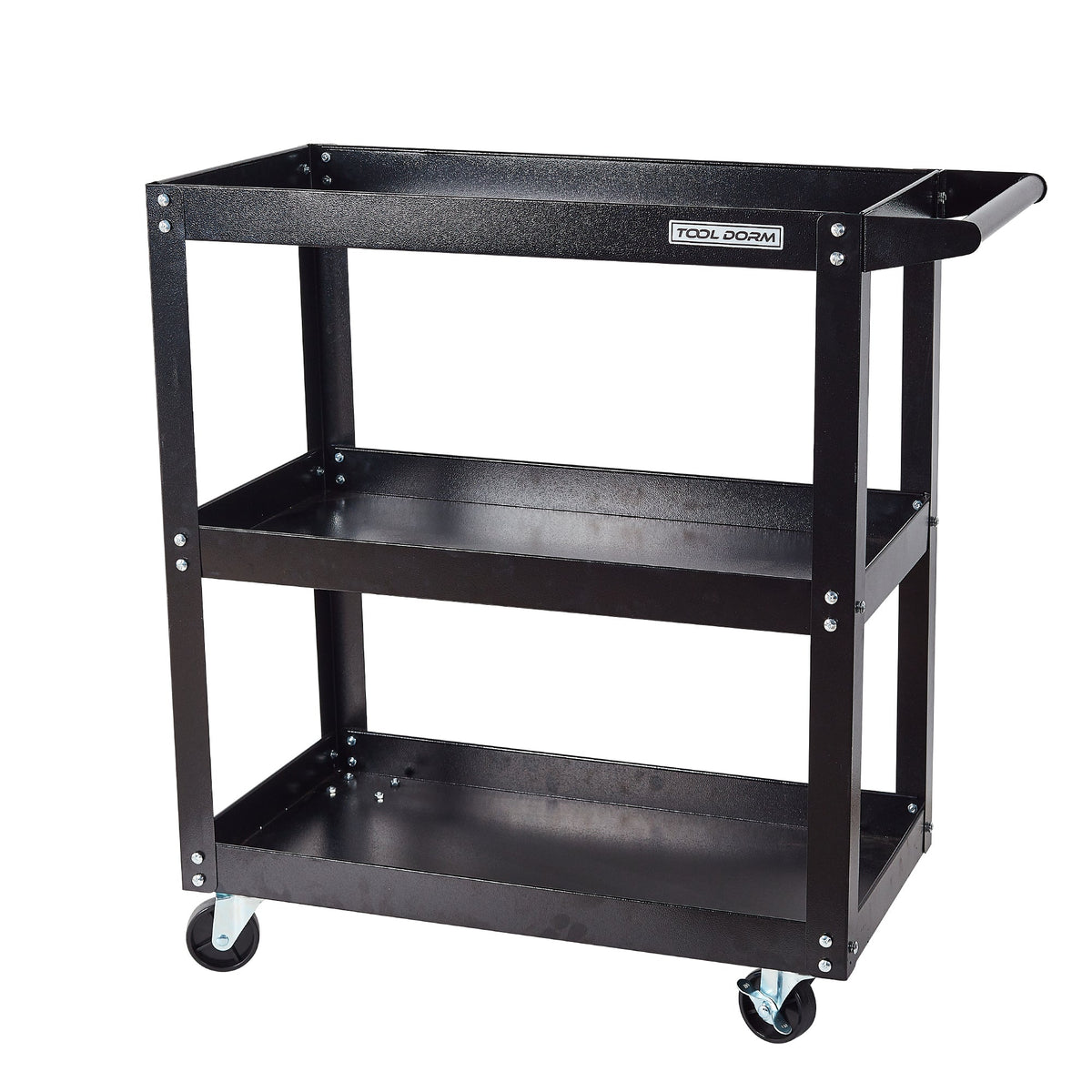Jopath 3-Tier Rolling Tool Cart Utility Cart on Wheels, 450 lb Heavy Duty Rolling Tool Cart for Warehouse, Garage, black
