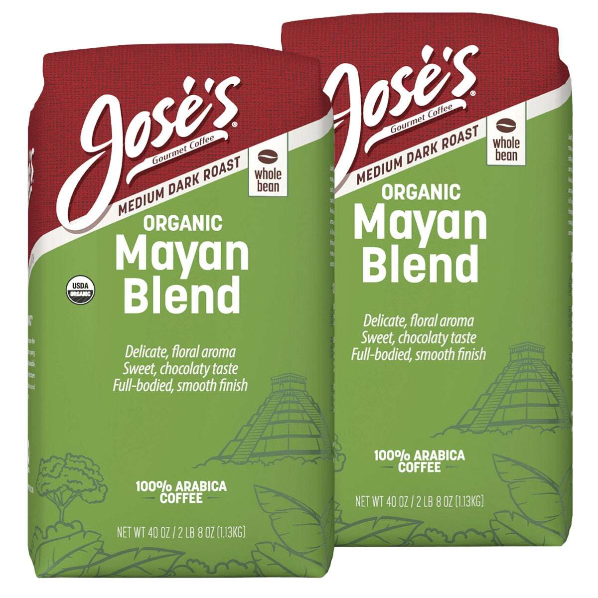 Jose‚Äôs 100% Organic Mayan Whole Bean Coffee 2.5 lb, 2-pack