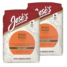 Medium roast whole bean coffee 2-pack in Jose's Maple Pecan bags
